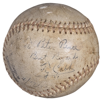 1943 Ty Cobb Single Signed and Inscribed Baseball (Beckett)